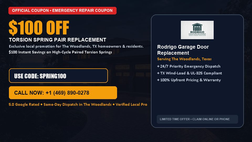 Rodrigo Garage Door Replacement $100 OFF Dual Torsion Spring Replacement in The Woodlands, TX